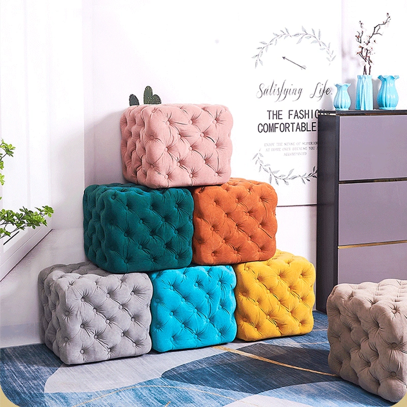 Custom Flannel Furniture Square Small Ottoman