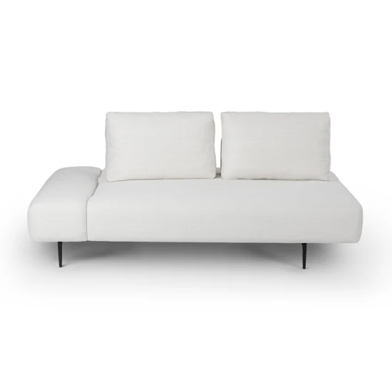 Left Arm Sofa with Reversible Back Cushions Light Grey Fabric Chaise Lounge