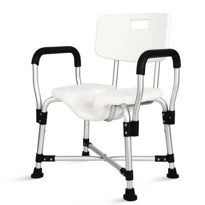 Heinsy Heavy Duty Bath Shower Chair with Portable Arms Padded Bench Lift Height Adjustable Legs for Bathtub