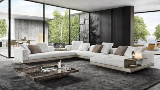 High End Living Room L Shape Italian Design Sectional Corner Fabric Sofa